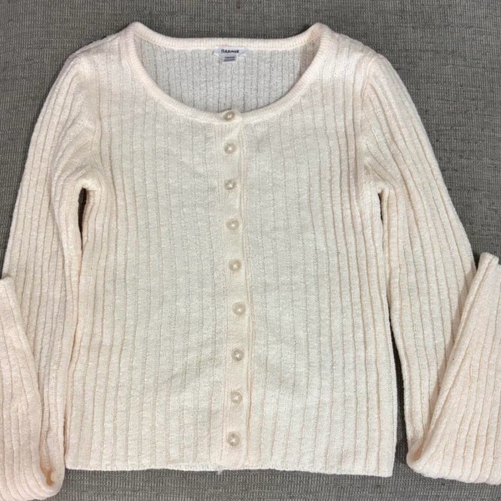 Garage Cream Ribbed Knit Top